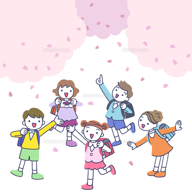 ランドセルの小学生と桜
(c)moonbase