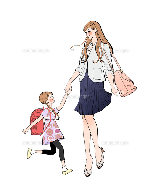手をつないで歩くランドセルの女の子と働くママ
(c)Akihisa Sawada/a.collectionRF