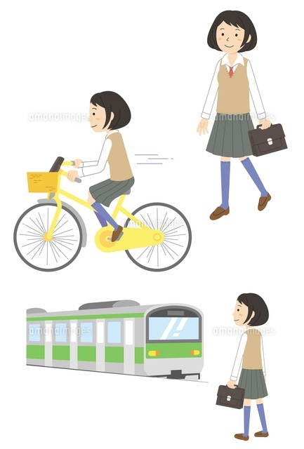 通学する女子学生(徒歩・自転車・電車)
(c)studio monietrain/GOKU/a.collectionRF