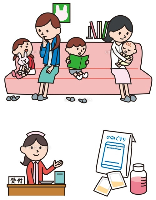 病院の待合室、子ども、受付、薬
(c)GOKU/a.collectionRF