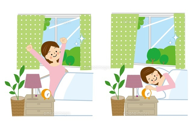 女性 起床[10447000175]｜ 写真素材・ストックフォト・画像・イラスト素材｜アマナイメージズ