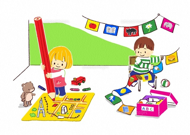 地図を描く女の子と旗を飾る男の子
(c)Fumi Watanabe/a.collectionRF