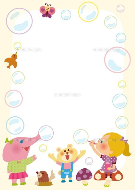 シャボン玉で遊ぶ女の子と動物のフレーム
(c)aque/a.collectionRF