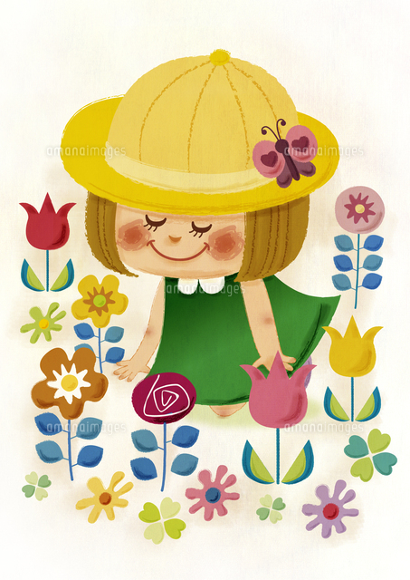 お花に囲まれたおんなのこ(手描き風)
(c)aque/a.collectionRF