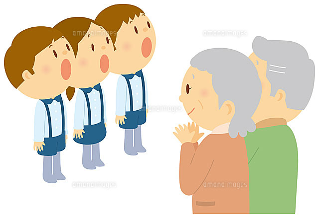老人の前で歌を歌う子ども達
(c)SOURCENEXT CORPORATION