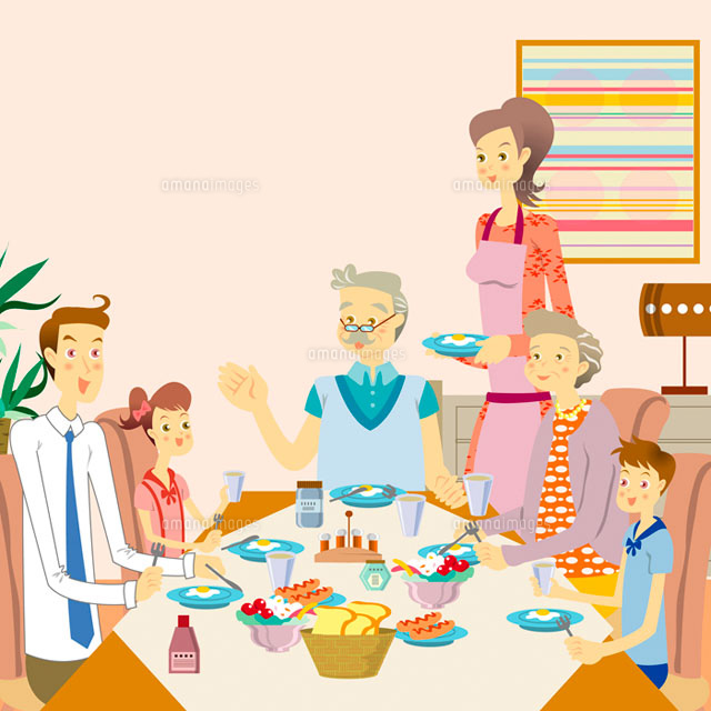 Three generational family at table
(c)IMAGEMORE