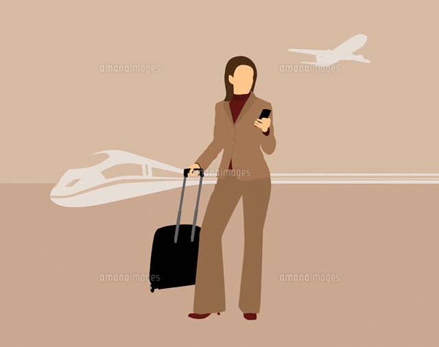 Woman with mobile phone & suitcase
(c)Ralf Hiemisch/fStop