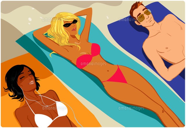 Man and two women sunbathing on beach
(c)McMillan Digital Art
