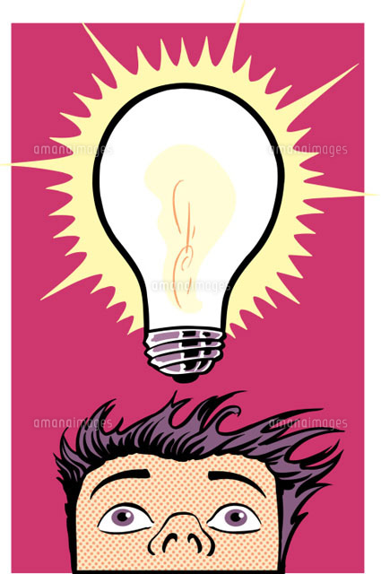 Man looking up at lightbulb above head
(c)Paul Gilligan