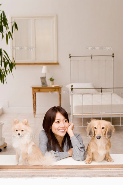 窓辺にくつろぐ女性と犬
(c)DAJ