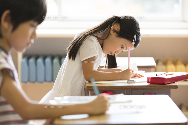 教室で授業を受ける小学生の女の子
(c)apjt