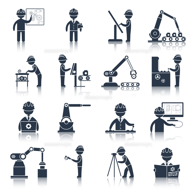 Engineering construction process factory production black icons set isolated vector illustration
(c)Ingram Image