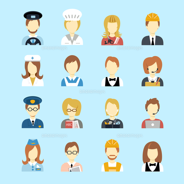Set of occupations profession peoples avatar in flat color style vector illustration
(c)Ingram Image