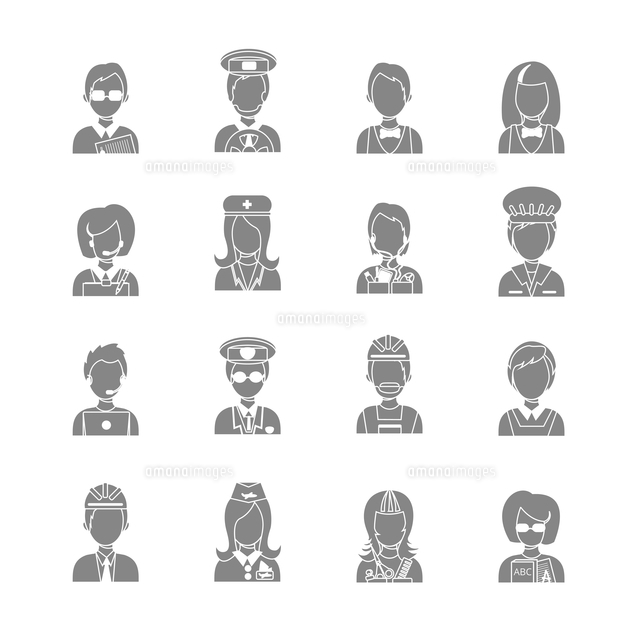 Set of occupations profession people characters in gray color vector illustration
(c)Ingram Image