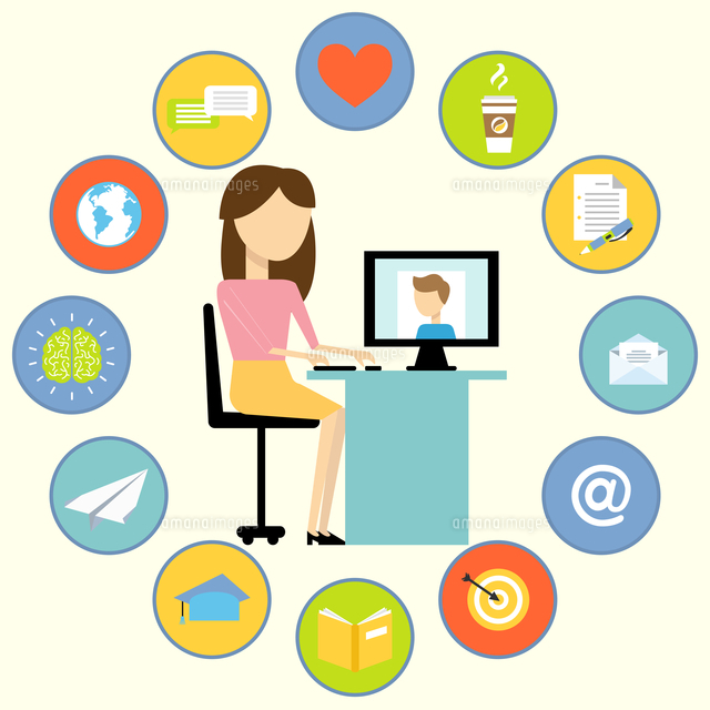 Woman at office table mobile applications business communication concept vector illustration
(c)Ingram Image