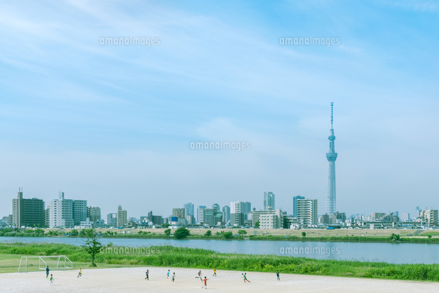 荒川河川敷風景とビル街とスカイツリー
(c)Hajime Ishizeki/a.collectionRF
