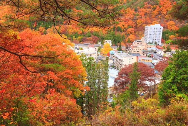 月見堂から望む紅葉の鹿教湯温泉
(c)Mitsushi Okada/a.collectionRF
