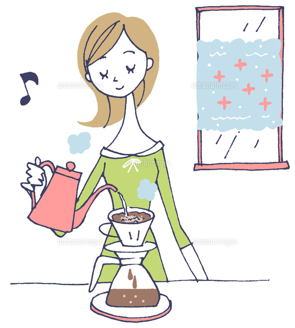 イラスト コーヒーを入れる女性
(c)moonbase