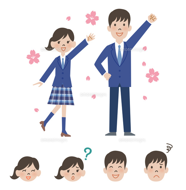 女子高校生と男子高校生の新入生と顔アイコン
(c)GOKU/a.collectionRF
