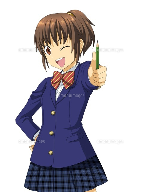 鉛筆を持ちポーズをとる女子学生
(c)Jow Souya/a.collectionRF