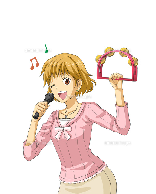 マイクとタンバリンを持って歌うOL
(c)Jow Souya/a.collectionRF