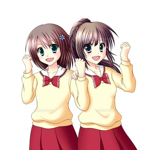 笑顔でガッツポーズをする2人の女子生徒(中間服・冬服)
(c)Moeya Nanako Suzuki/a.collectionRF