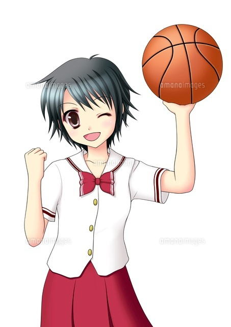 バスケットボールを持ちガッツポーズの女子生徒(夏服)
(c)Moeya Nanako Suzuki/a.collectionRF