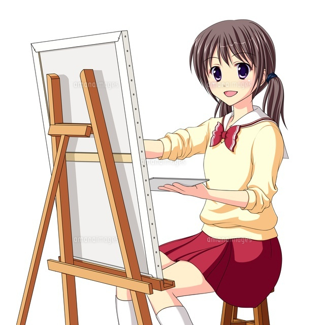 キャンバスに絵を描く美術部の女子生徒(中間服・冬服)
(c)Moeya Nanako Suzuki/a.collectionRF