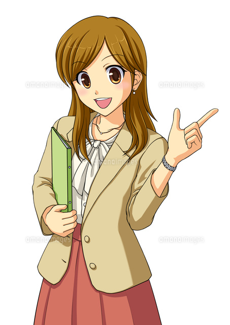 ファイルを持ち笑顔で指を差すOL
(c)Moeya Nanako Suzuki/a.collectionRF