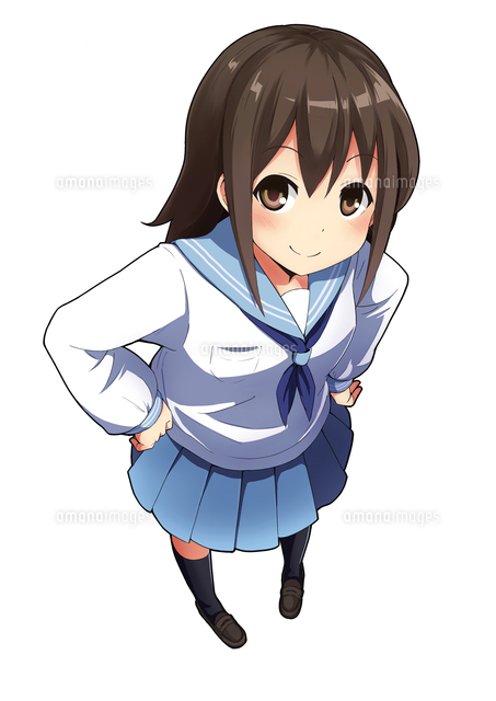 腰に手を当てこちらを見上げる女子生徒
(c)coaco/a.collectionRF