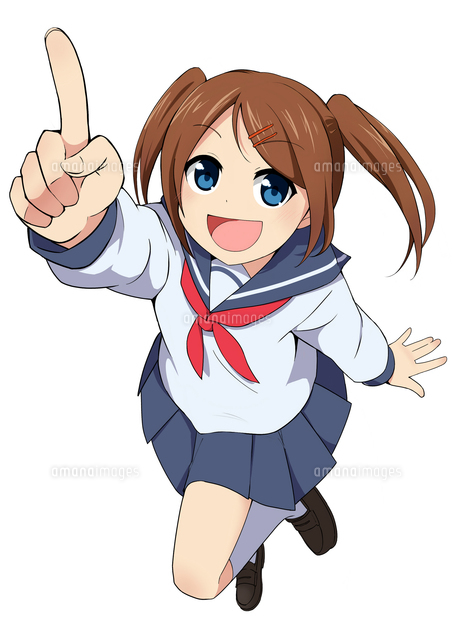 指を立てている女の子(背景なし)
(c)coaco/a.collectionRF