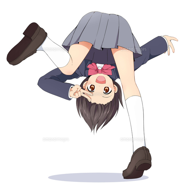 脚の間からピースをする女子生徒
(c)coaco/a.collectionRF