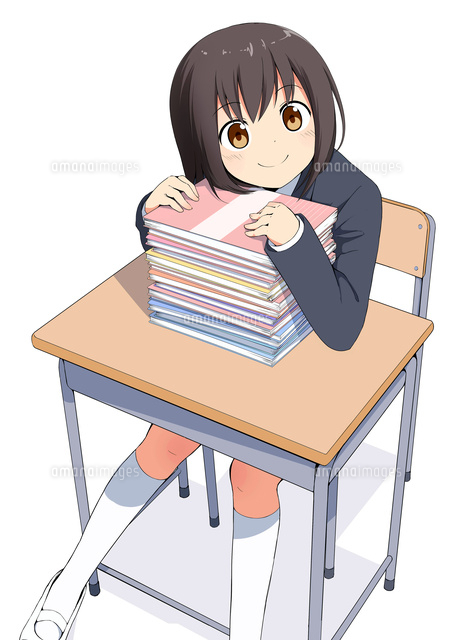 机の上にあるノートを抱えて座る女子生徒
(c)coaco/a.collectionRF