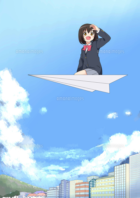 紙飛行機に乗って街を望む女子生徒
(c)coaco/a.collectionRF
