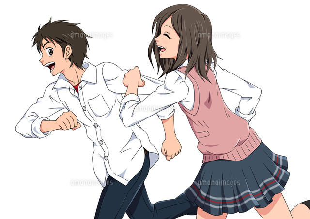 走る男女の学生(背景なし)
(c)TOMOYA YATA/a.collectionRF