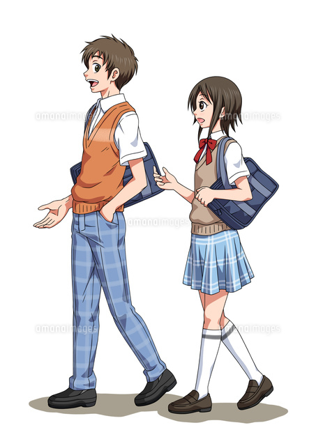 下校中の男女の学生(背景なし)
(c)TOMOYA YATA/a.collectionRF