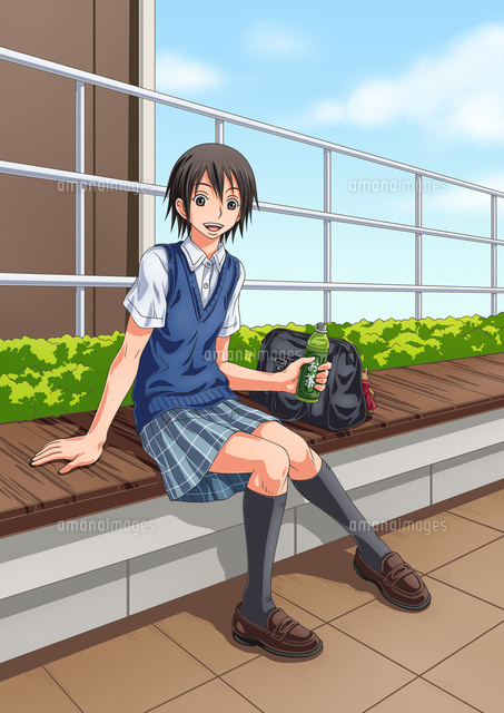 テラスで休む女子学生
(c)TOMOYA YATA/a.collectionRF