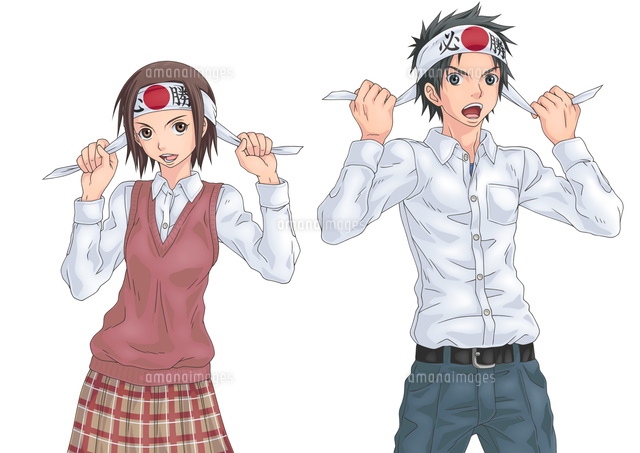ハチマキをして気合いをいれる男女の学生
(c)TOMOYA YATA/a.collectionRF