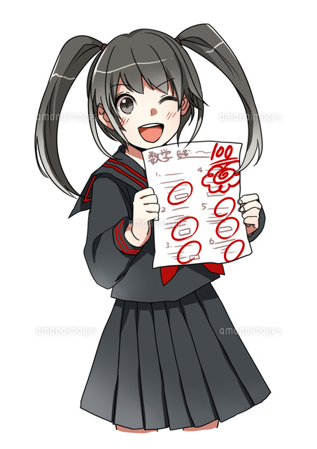 100点のテストを見せる女子中学生
(c)Issa/Manga Designers Lab/a.collectionRF