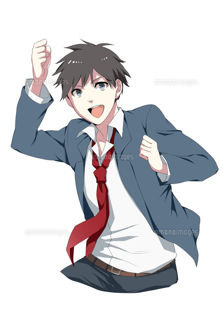 ガッツポーズをする男子学生
(c)Issa/Manga Designers Lab/a.collectionRF