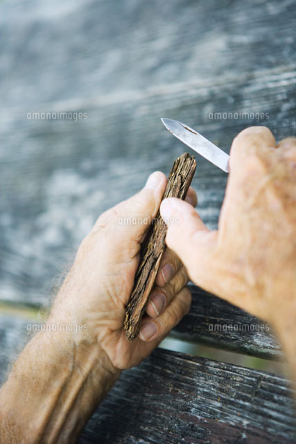 Man carving wood with knife of hands
(c)Sandro Di Carlo Darsa/Photo Alto