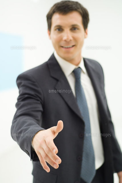 Businessman holding hand out
(c)Eric Audras/Photo Alto