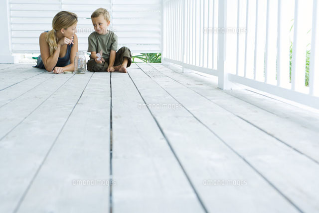 Mother & son on porch together
(c)Laurence Mouton/Photo Alto