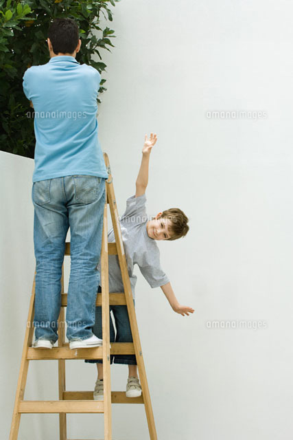Father and son standing on ladder
(c)Odilon Dimier/PhotoAlto