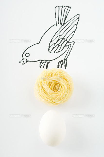 Drawing of bird with noodles and egg
(c)Laurence Mouton/PhotoAlto