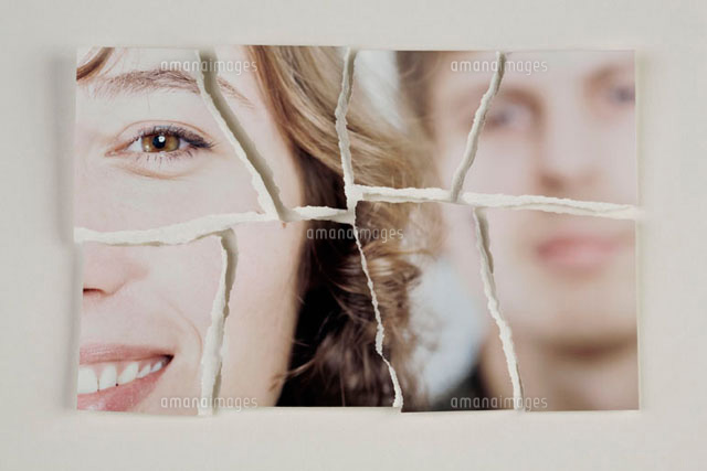 A photograph of a heterosexual couple torn into pieces
(c)Caspar Benson/fStop