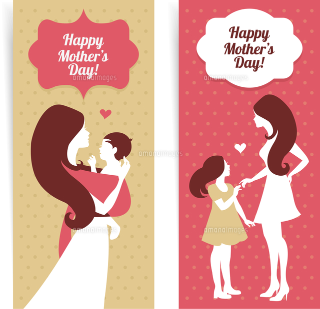 Happy Mother’s Day. Banners of beautiful silhouette of mother and baby in vintage style
(c)Ingram Image