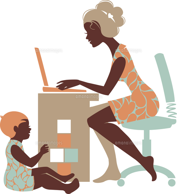 Beautiful silhouette of mother ? freelancer with notebook and baby playing with toys
(c)Ingram Image