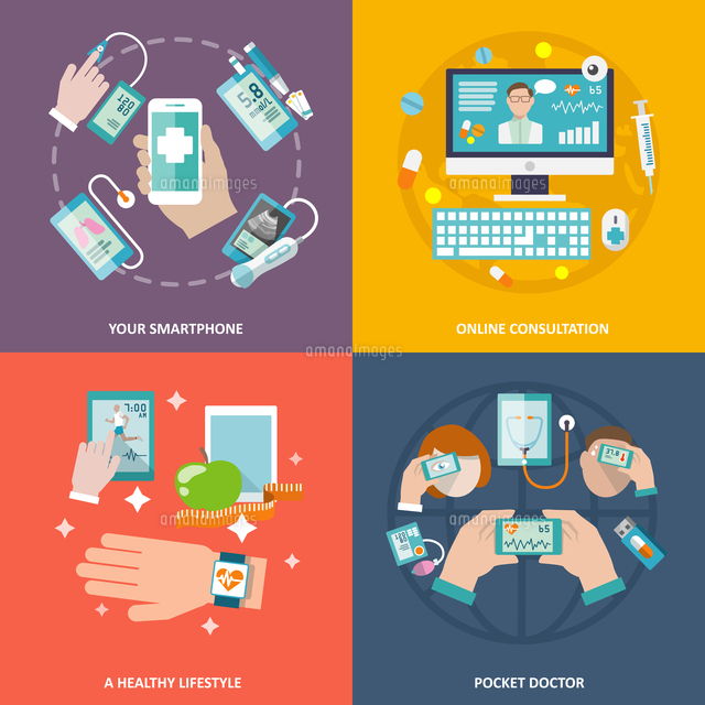 Digital health your smartphone online consultation healthy lifestyle pocket doctor icons flat set is
(c)Ingram Image