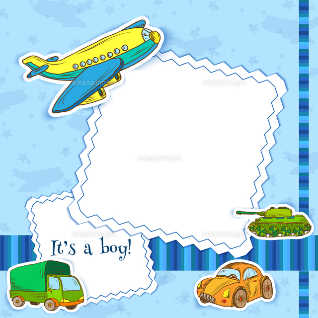 toys postcard frame template boy set with transport icons vector